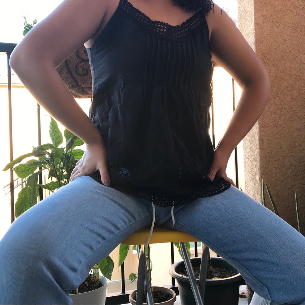 Little Black Flower Top